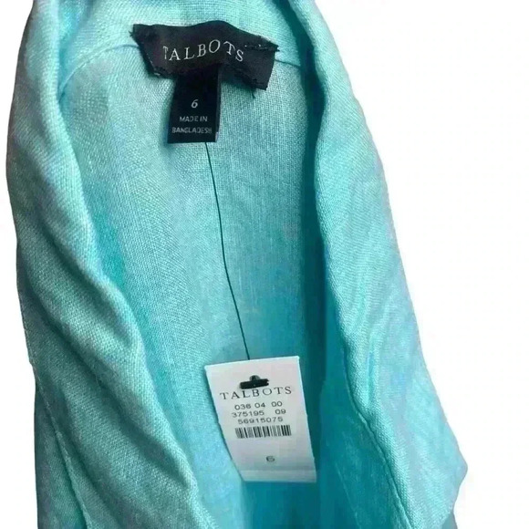 TALBOTS The Sutton Shirtdress Fit & Flare Cross Dye 100% Linen in Aqua Size 6 - Picture 6 of 12